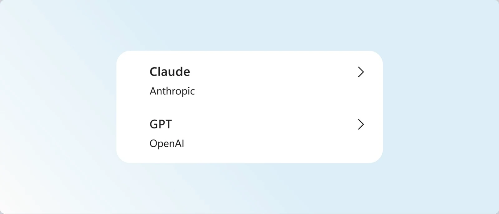 Microsoft Copilot product graphic showing Claude from Anthropic and GPT from OpenAI in the model selection menu.